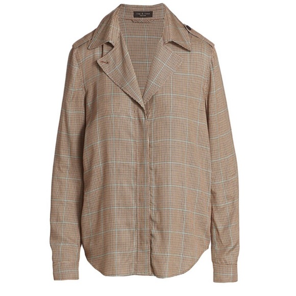 (A54) rag & bone Field Plaid Shirt, Color - Tan Multi, Size Medium - Picture 6 of 16